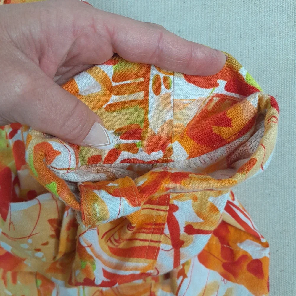 Vintage Company Collection Linen Blend Jacket Womens 14 Orange Abstract Floral
